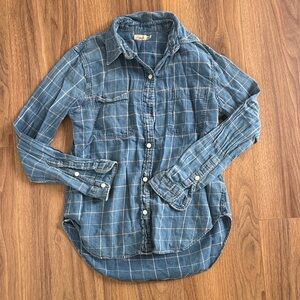 Faherty Blue Plaid Button Down Shirt